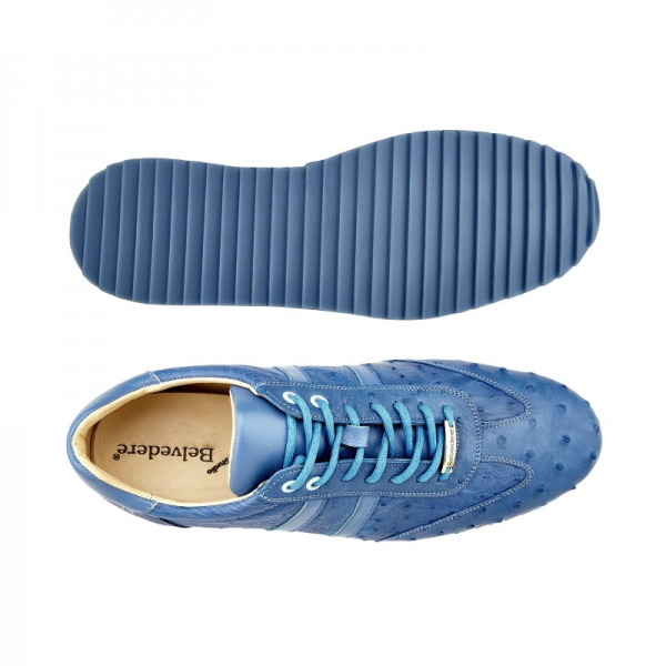 Belvedere Parker Ostrich Quill Sneakers Baby Blue