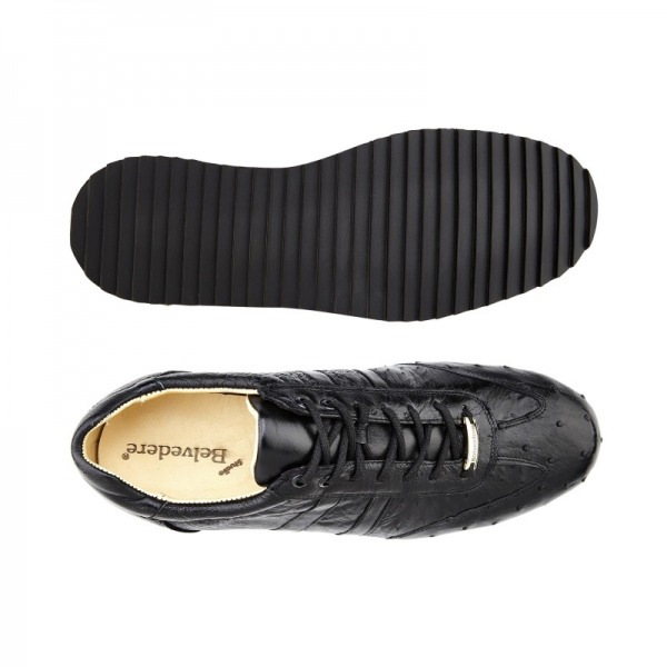 Belvedere Parker Ostrich Quill Sneakers Black