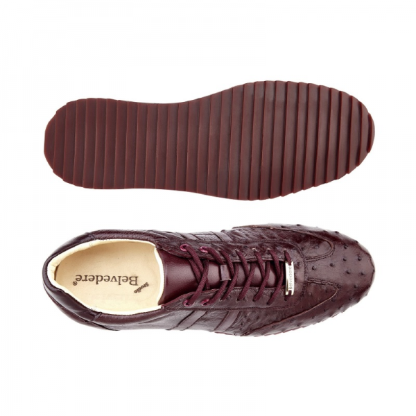 Belvedere Parker Ostrich Quill Sneakers Dark Burgundy