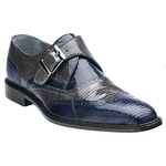Belvedere Pasta Lizard Wingtip Monk Strap Shoes Navy / Gray