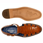 Belvedere Peter Caiman Crocodile and Calfskin Sandals Antique Almond