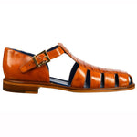 Belvedere Peter Caiman Crocodile and Calfskin Sandals Antique Almond