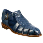 Belvedere Peter Caiman Crocodile and Calfskin Sandals Antique Blue Jean