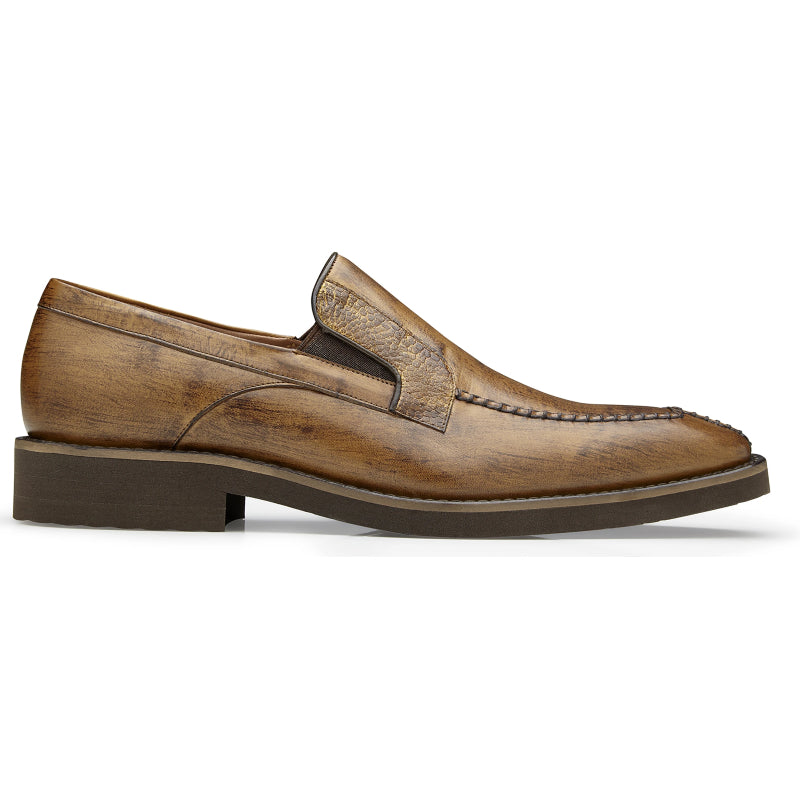 Belvedere Pietro Ostrich  & Calf Loafers Antique Almond