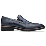 Belvedere Pietro Ostrich  & Calf Loafers Antique Blue Safari