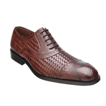 Belvedere Pio Woven & Alligator Oxfords Antique Cognac