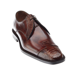 Belvedere Pisa Ostrich & Calfskin Cap Toe Shoes Camel / Almond