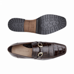 Belvedere Plato Alligator & Calfskin Bit Loafers Chocolate