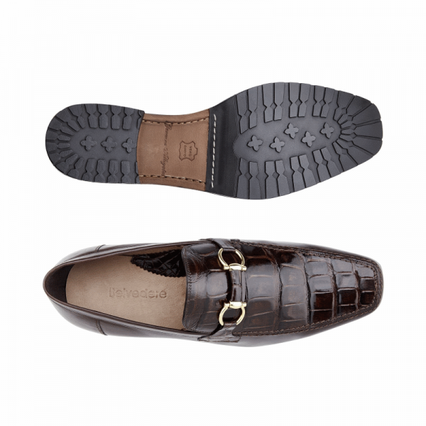 Belvedere Plato Alligator & Calfskin Bit Loafers Chocolate