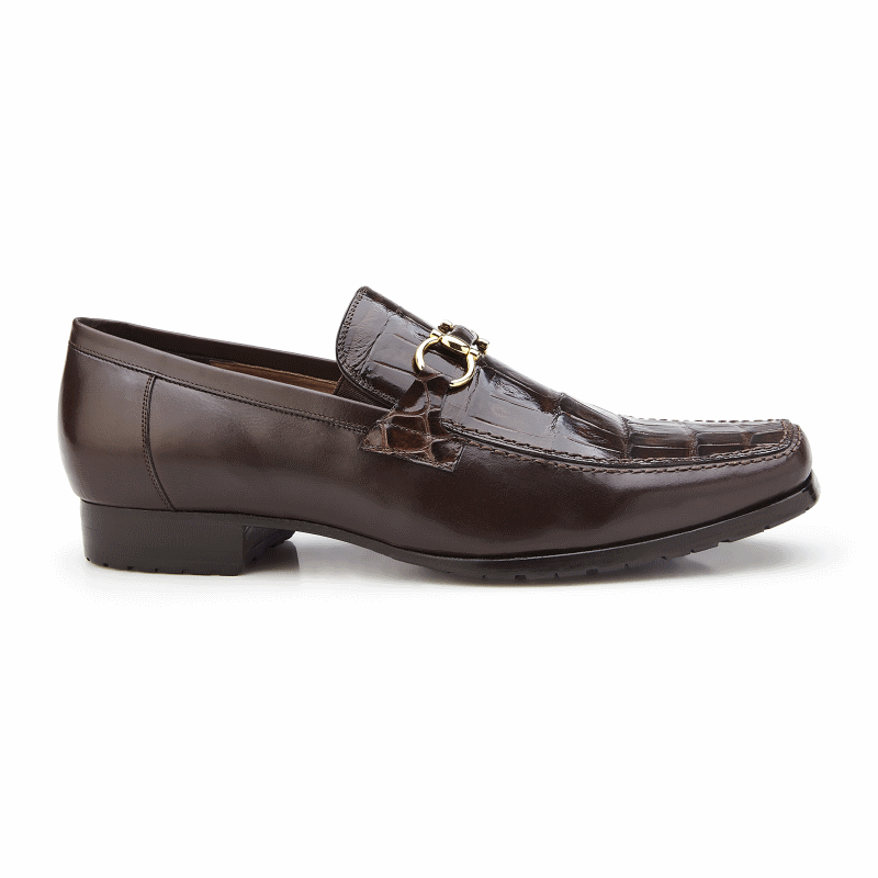Belvedere Plato Alligator & Calfskin Bit Loafers Chocolate