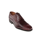 Belvedere Primo Ostrich & Calfskin Cap Toe Shoes Antique Red