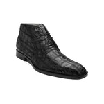 Belvedere Racer Patchwork Caiman Boots Black