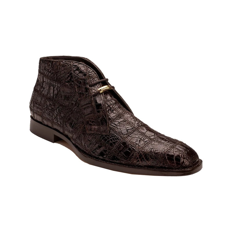 Belvedere Racer Patchwork Caiman Boots Chocolate