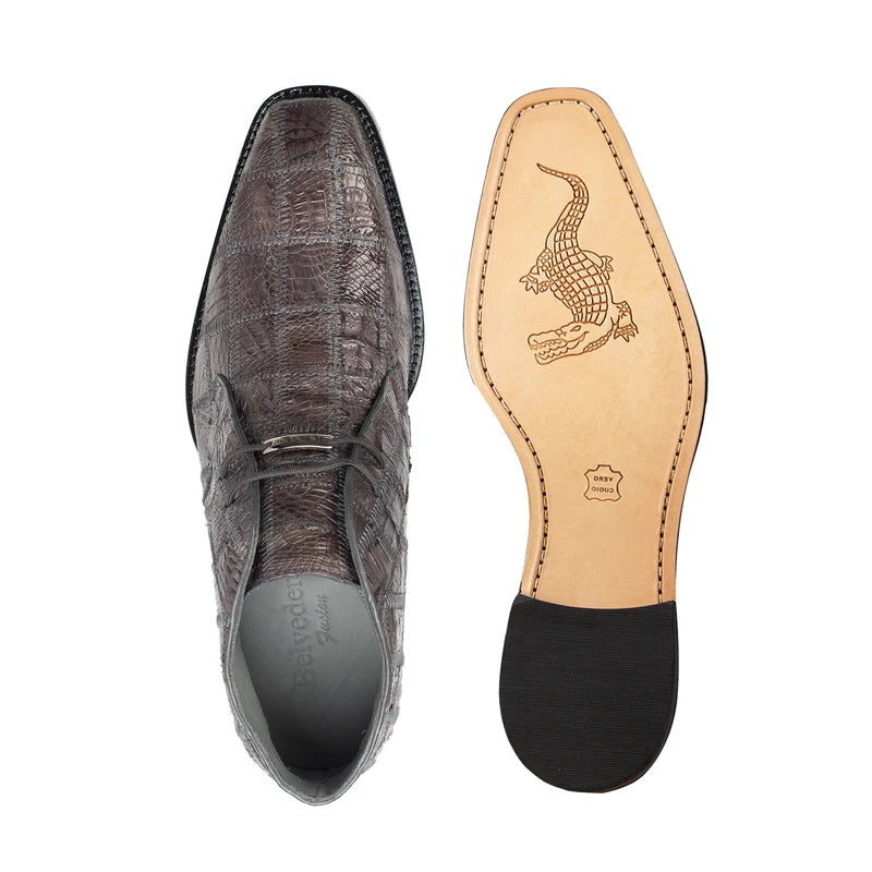 Belvedere Racer Patchwork Caiman Boots Gray