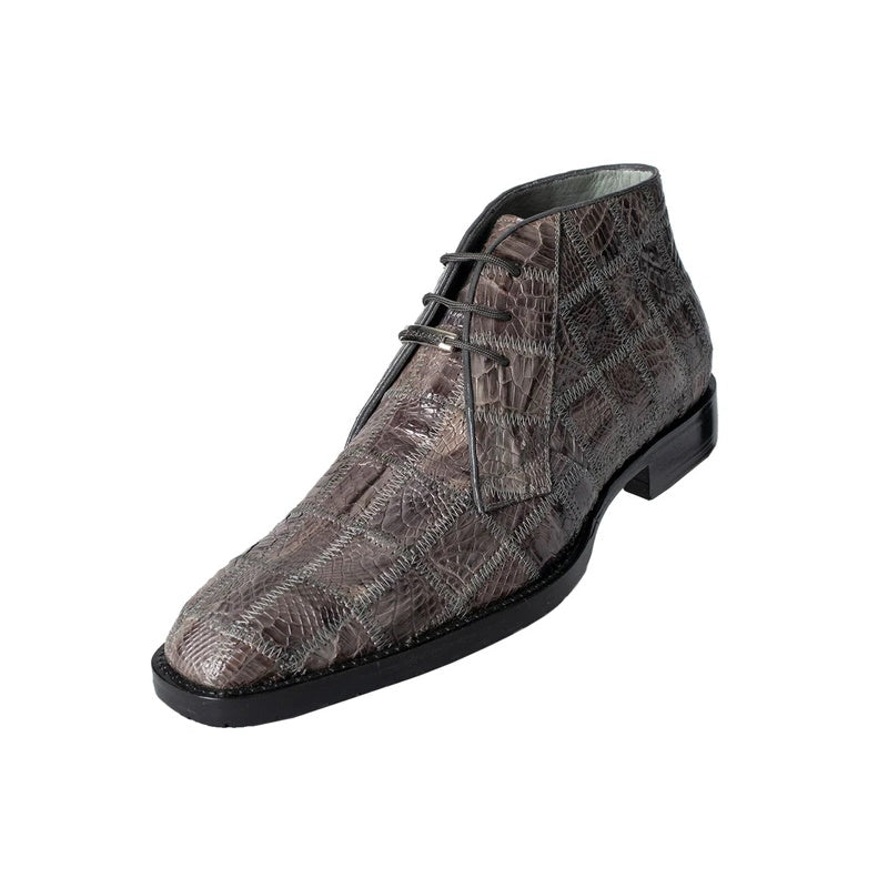 Belvedere Racer Patchwork Caiman Boots Gray