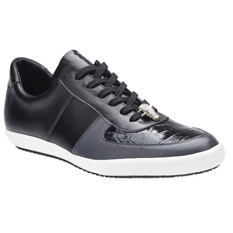 Belvedere Rana Crocodile & Calfskin Sneakers Black