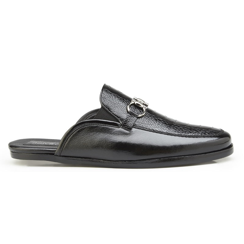 Belvedere Ray Ostrich Leg & Calfskin Sandals Black