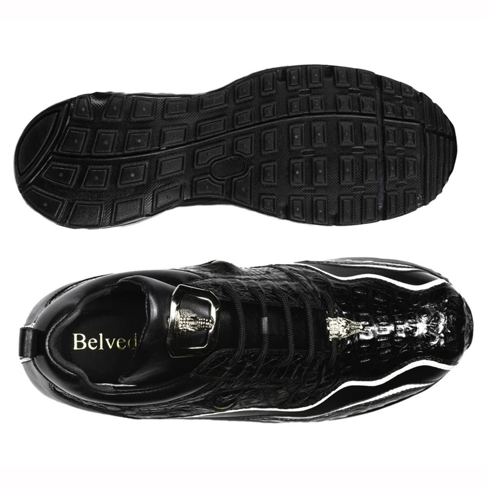 Belvedere Rexy Hornback Crocodile and Calfskin Sneakers Black