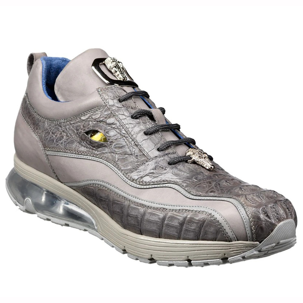 Belvedere Rexy Hornback Crocodile and Calfskin Sneakers Gray