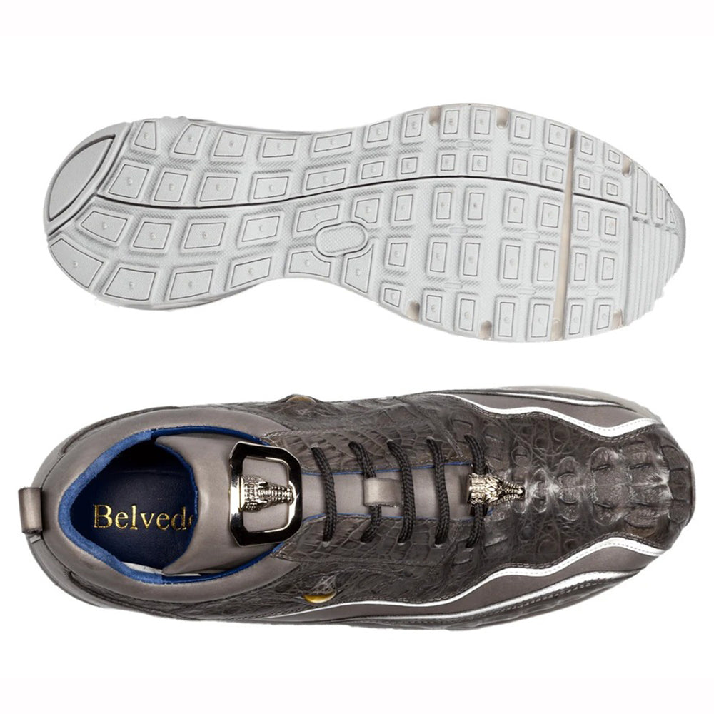 Belvedere Rexy Hornback Crocodile and Calfskin Sneakers Gray