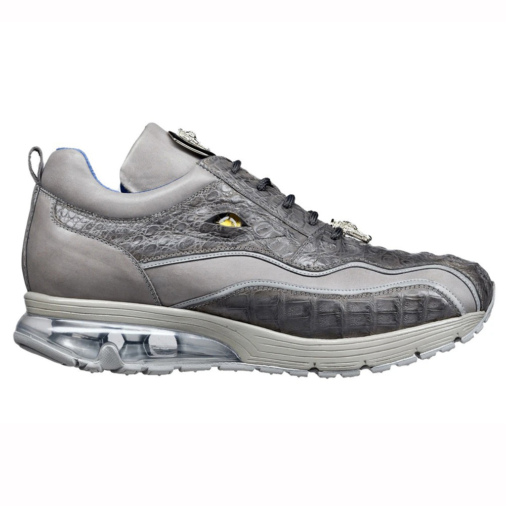 Belvedere Rexy Hornback Crocodile and Calfskin Sneakers Gray
