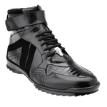 Belvedere Rino Crocodile Suede & Calfskin High Top Sneakers Black