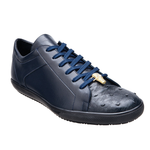 Belvedere Rocco Ostrich & Calfskin Sneakers Navy