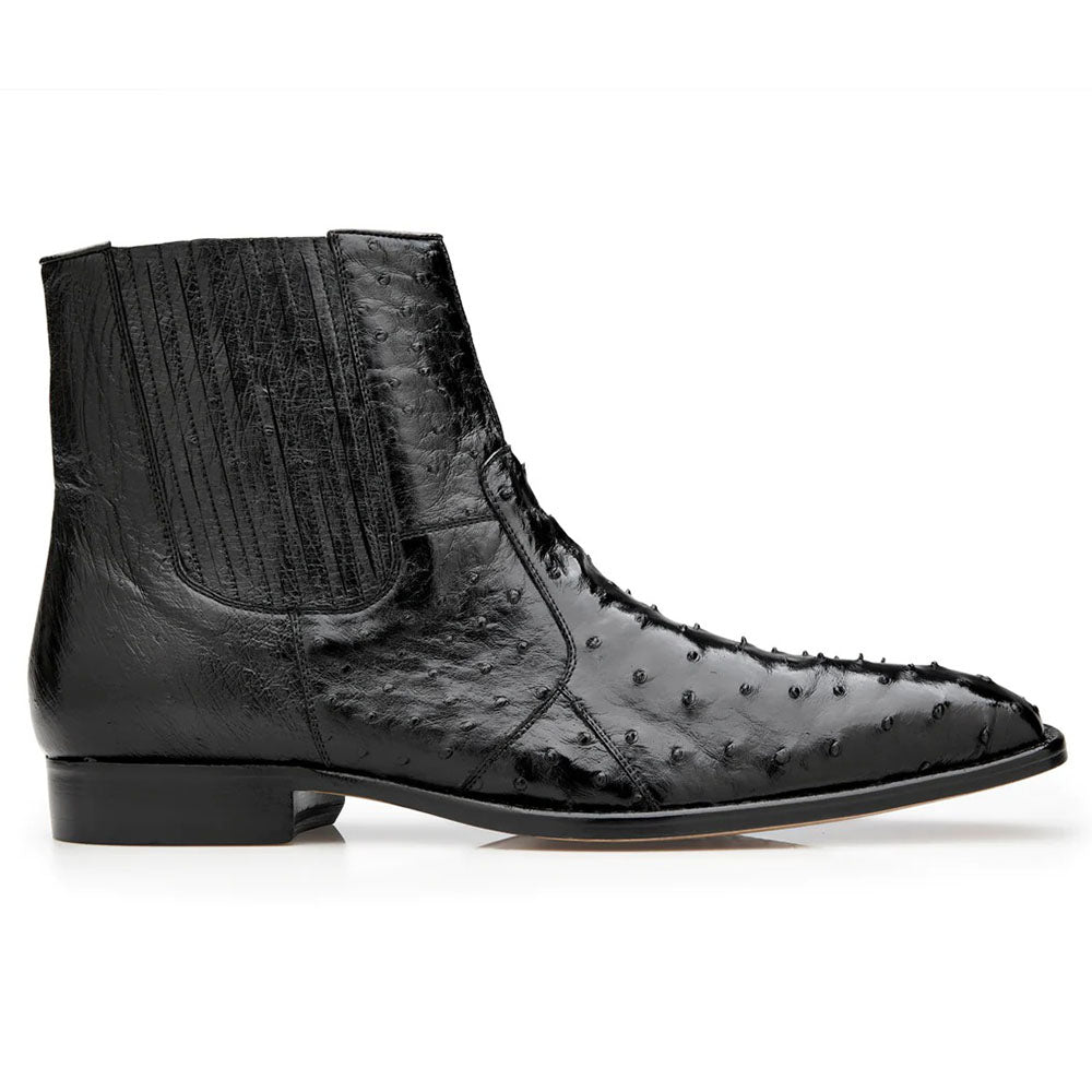 Belvedere Roger Genuine Ostrich Quill Chelsea Boots Black