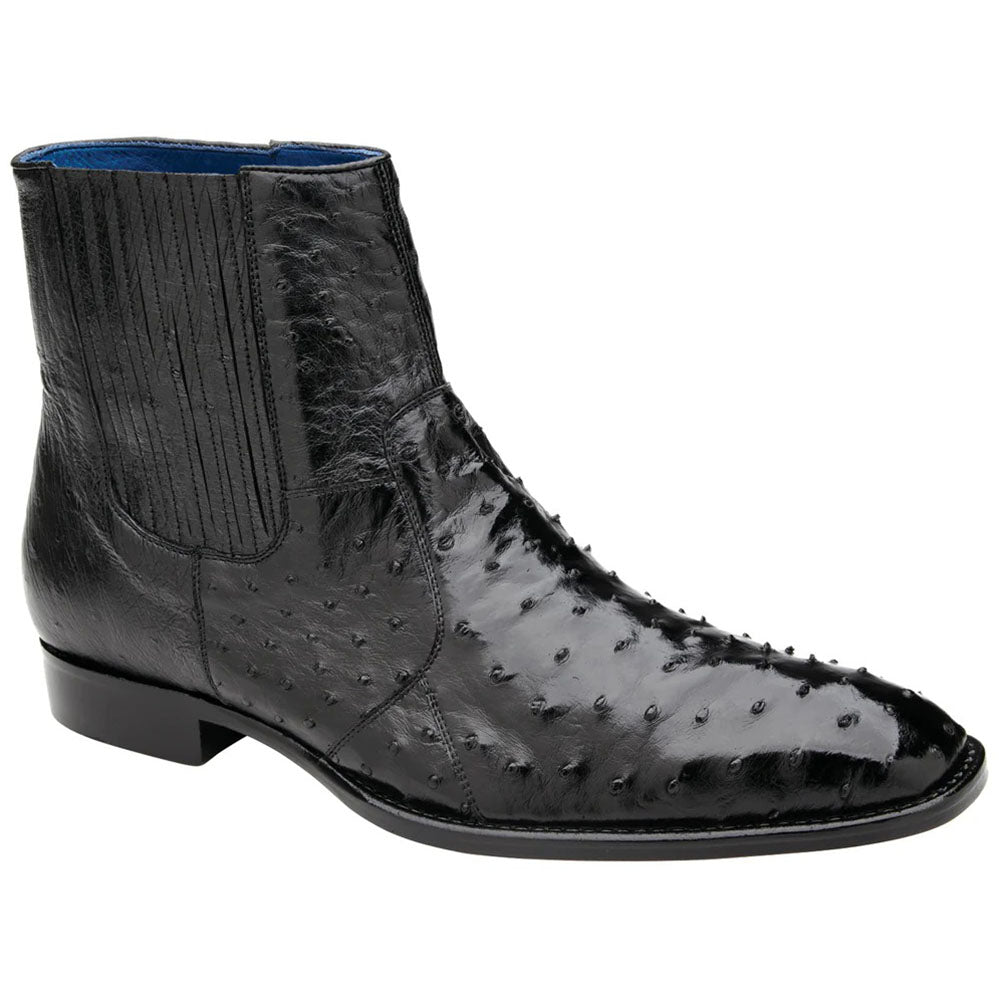Belvedere Roger Genuine Ostrich Quill Chelsea Boots Black (R55)