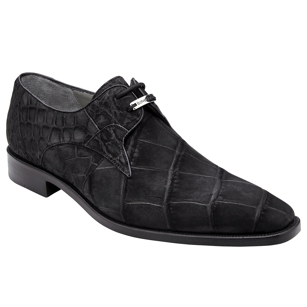Belvedere Rome Suede Alligator Shoes Black