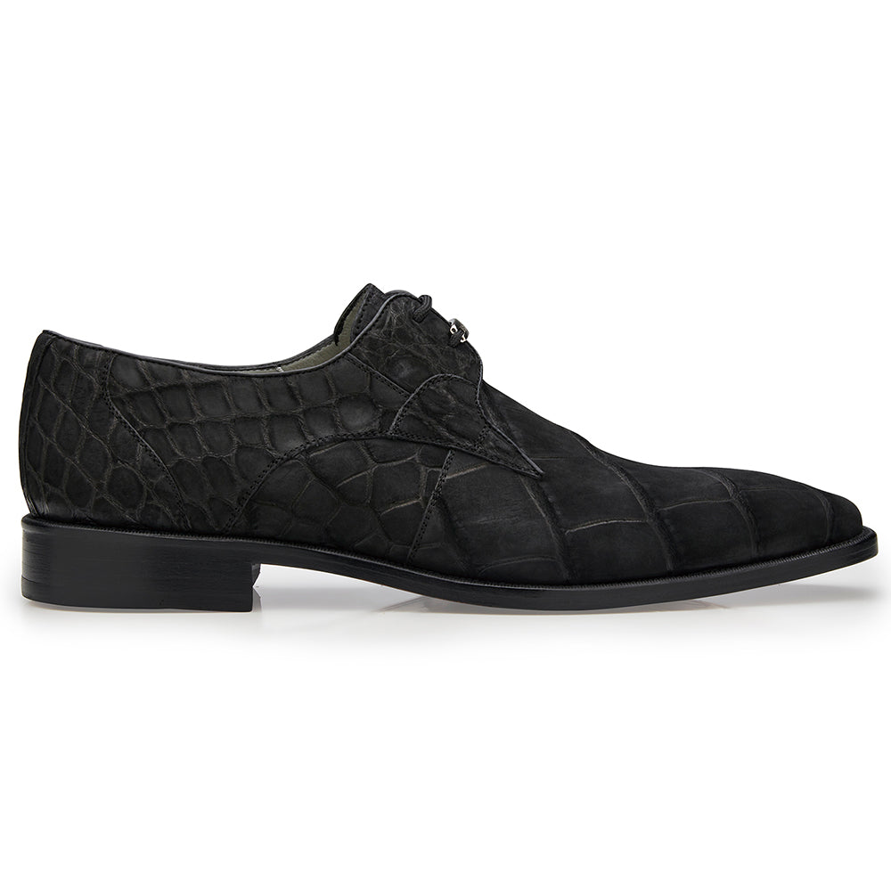 Belvedere Rome Suede Alligator Shoes Black