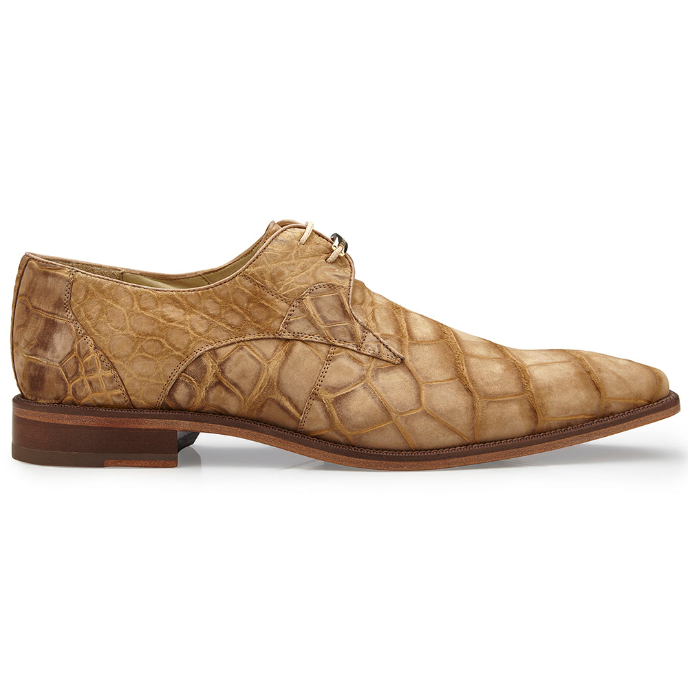 Belvedere Rome Suede Alligator Shoes Camel