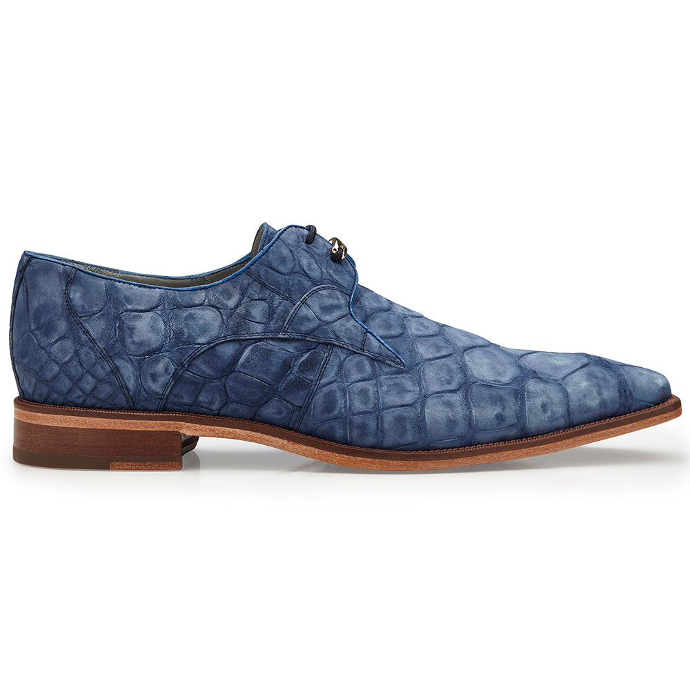 Belvedere Rome Suede Alligator Shoes Navy Blue