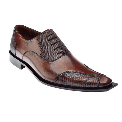 Belvedere Rosso Lizard & Calfskin Oxfords Antique Maple