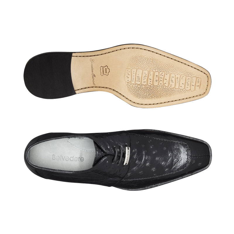 Belvedere Rovigo Ostrich Dress Shoes Black