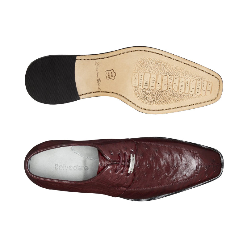 Belvedere Rovigo Ostrich Dress Shoes Burgundy