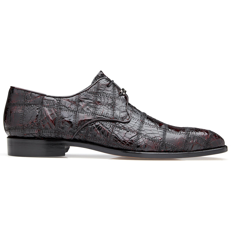 Belvedere Sabato Caiman Patchwork Dress Shoes Black Cherry