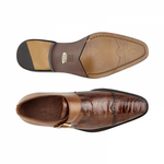 Belvedere Salinas Ostrich Monk Strap Shoes Antique Almond