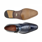 Belvedere Salinas Ostrich Monk Strap Shoes Blue Safari