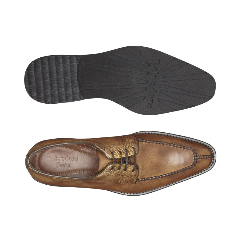 Belvedere Samuel Ostrich & Calf Dress Shoes Antique Almond