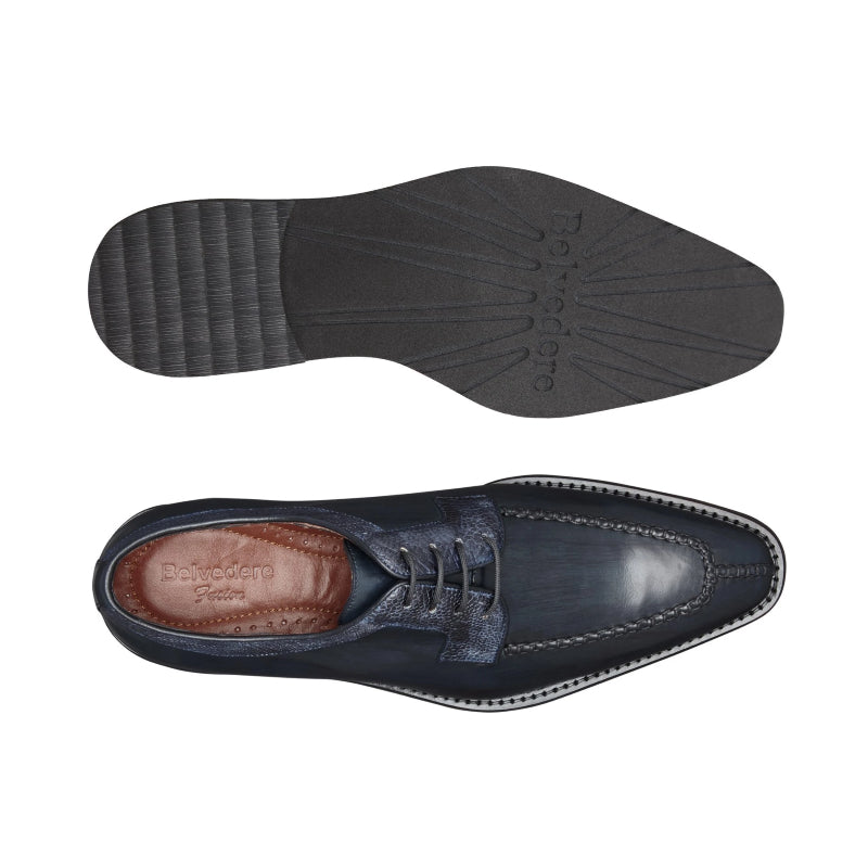 Belvedere Samuel Ostrich & Calf Dress Shoes Blue Safari