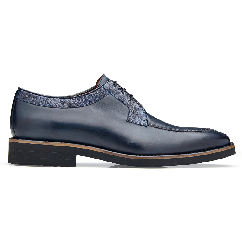 Belvedere Samuel Ostrich & Calf Dress Shoes Blue Safari