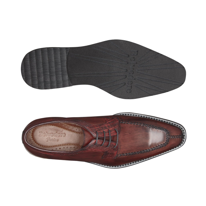 Belvedere Samuel Ostrich & Calf Dress Shoes Antique Wine Safari