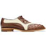 Belvedere Sesto Genuine Ostrich Quill / Italian Leather Shoes Brown / Cream