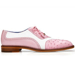 Belvedere Sesto Genuine Ostrich Quill / Italian Leather Shoes Pink / White