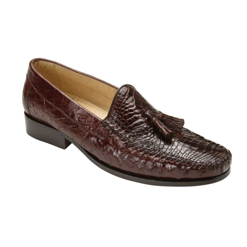 Belvedere  Bari Caimain & Ostrich Tassel Loafers Brown
