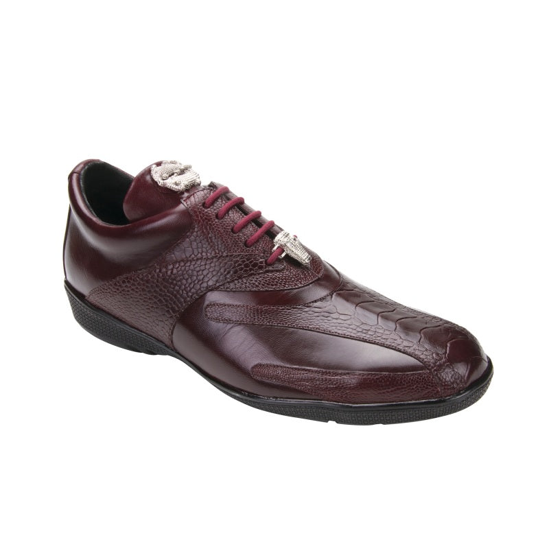 Belvedere  Bene Ostrich & Calfskin Sneakers Burgundy