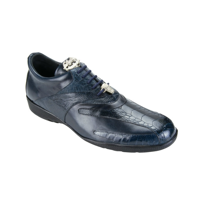 Belvedere  Bene Ostrich & Calfskin Sneakers Navy