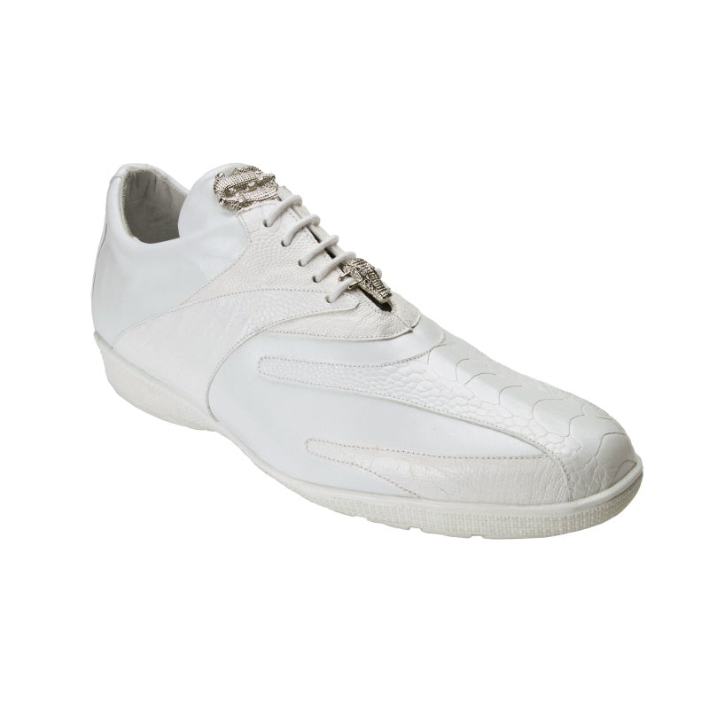 Belvedere  Bene Ostrich & Calfskin Sneakers White