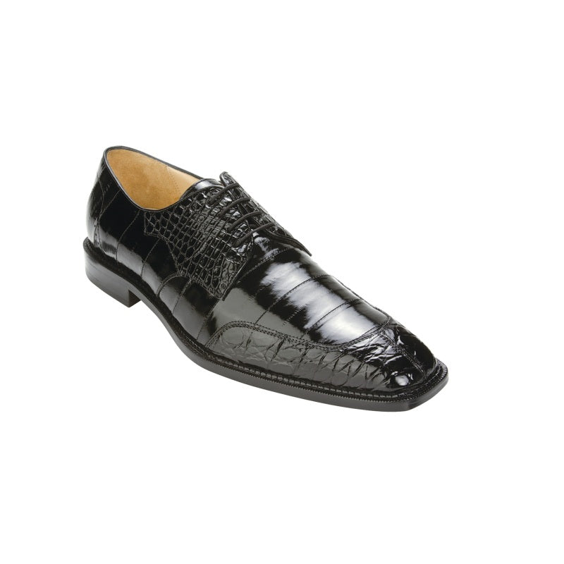 Belvedere  Cane Caiman & Eel Lace Up Shoes Black